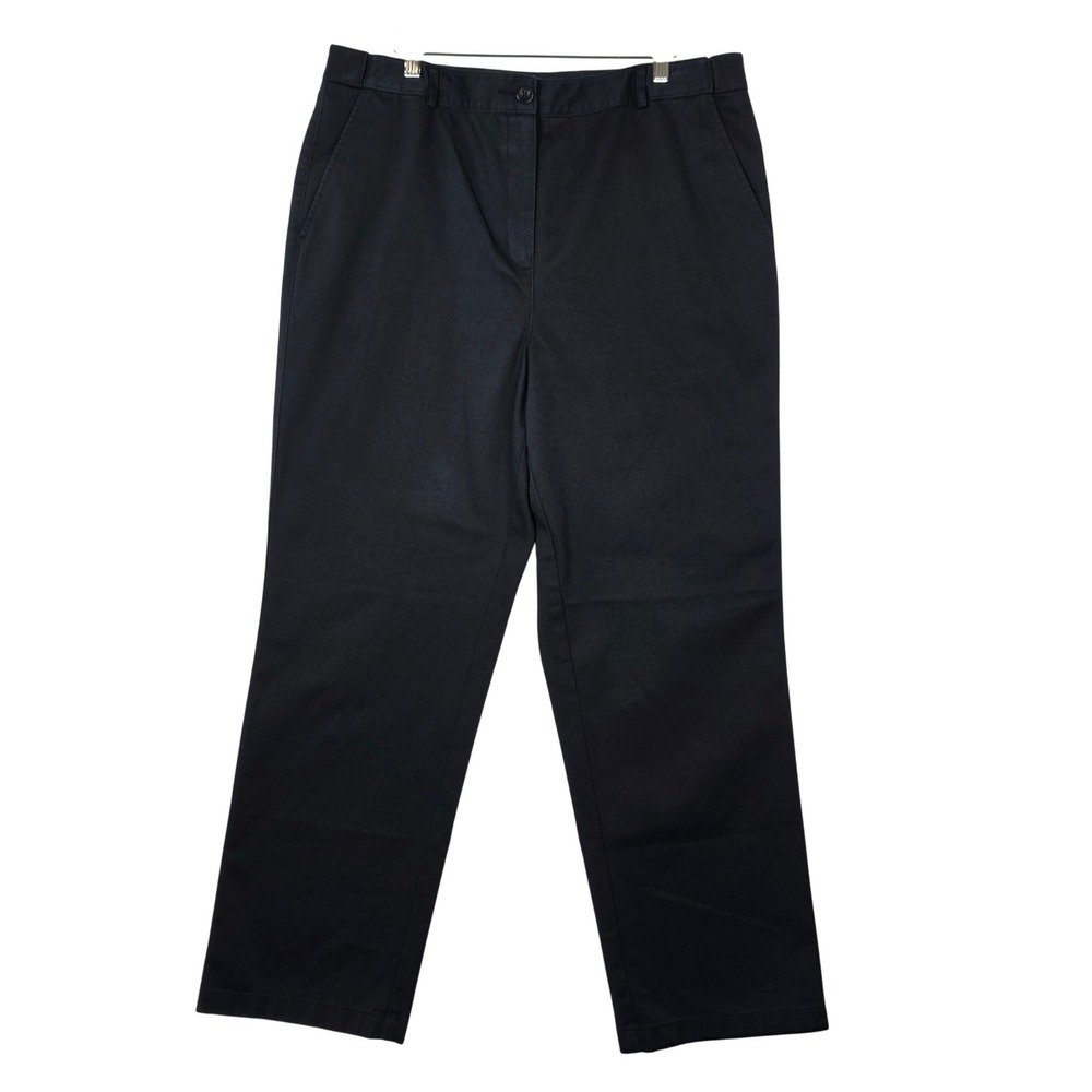 L.L.Bean Womens 16 Classic Fit Black Chino Pants Straight Leg 100% Cotton